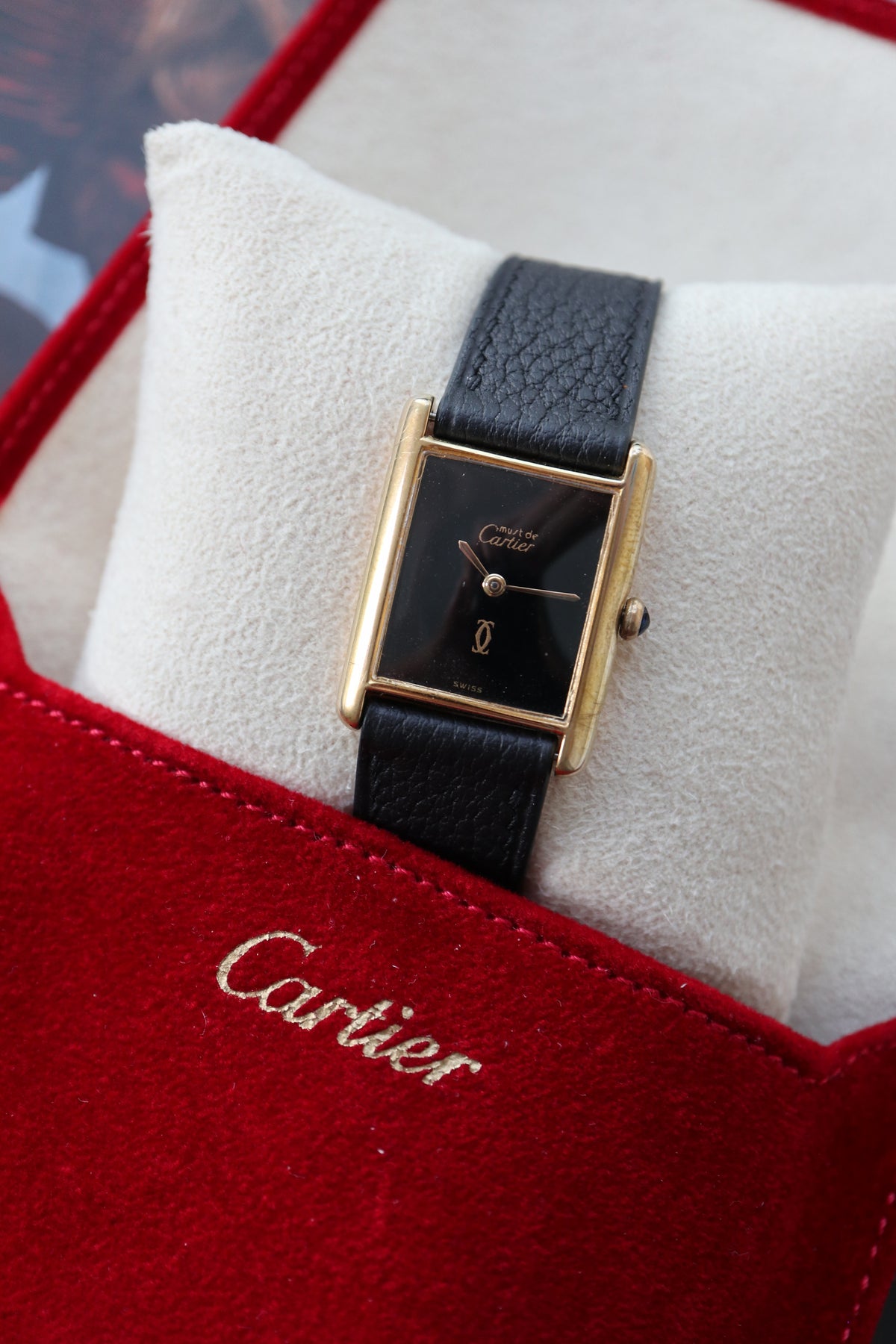 Cartier Tank Vermeil LM Black Dial Manual Wind Ref. 7 (1984–1985)