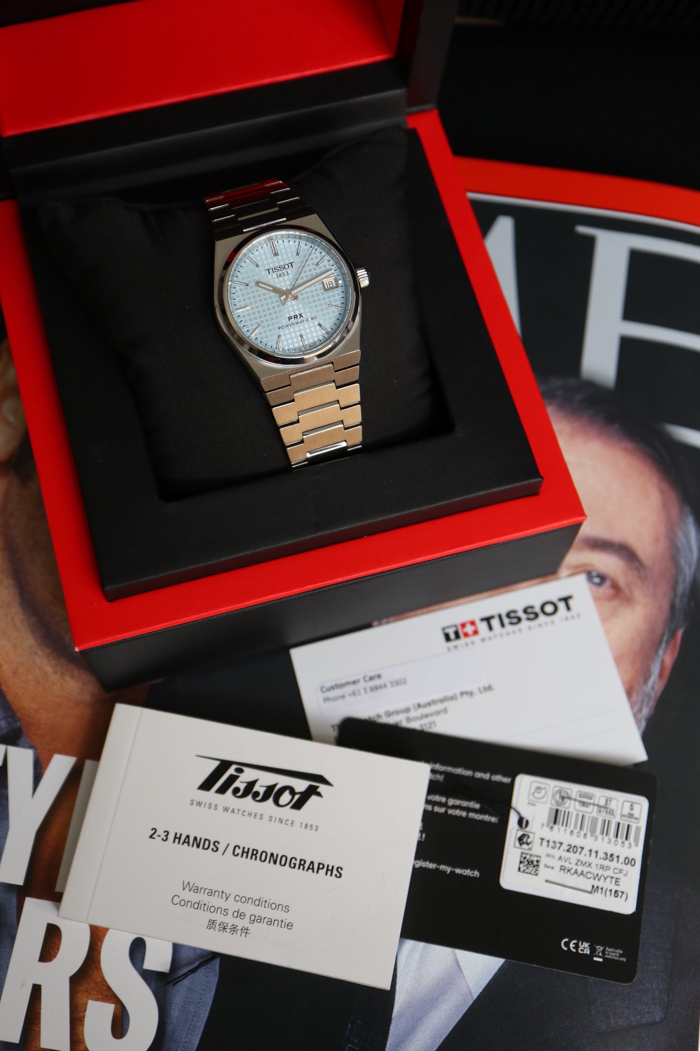 Tissot PRX Powermatic 80 “Ice Blue” Automatic T137.407.11.351.00 (2024) – Full Set
