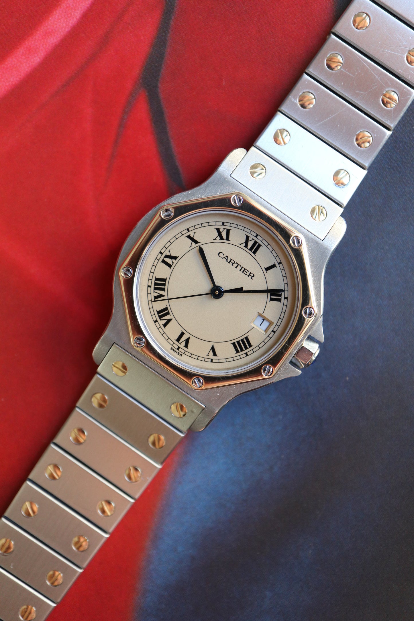 Cartier Santos Octagon LM Two-Tone Quartz 187902 (1989–1990)