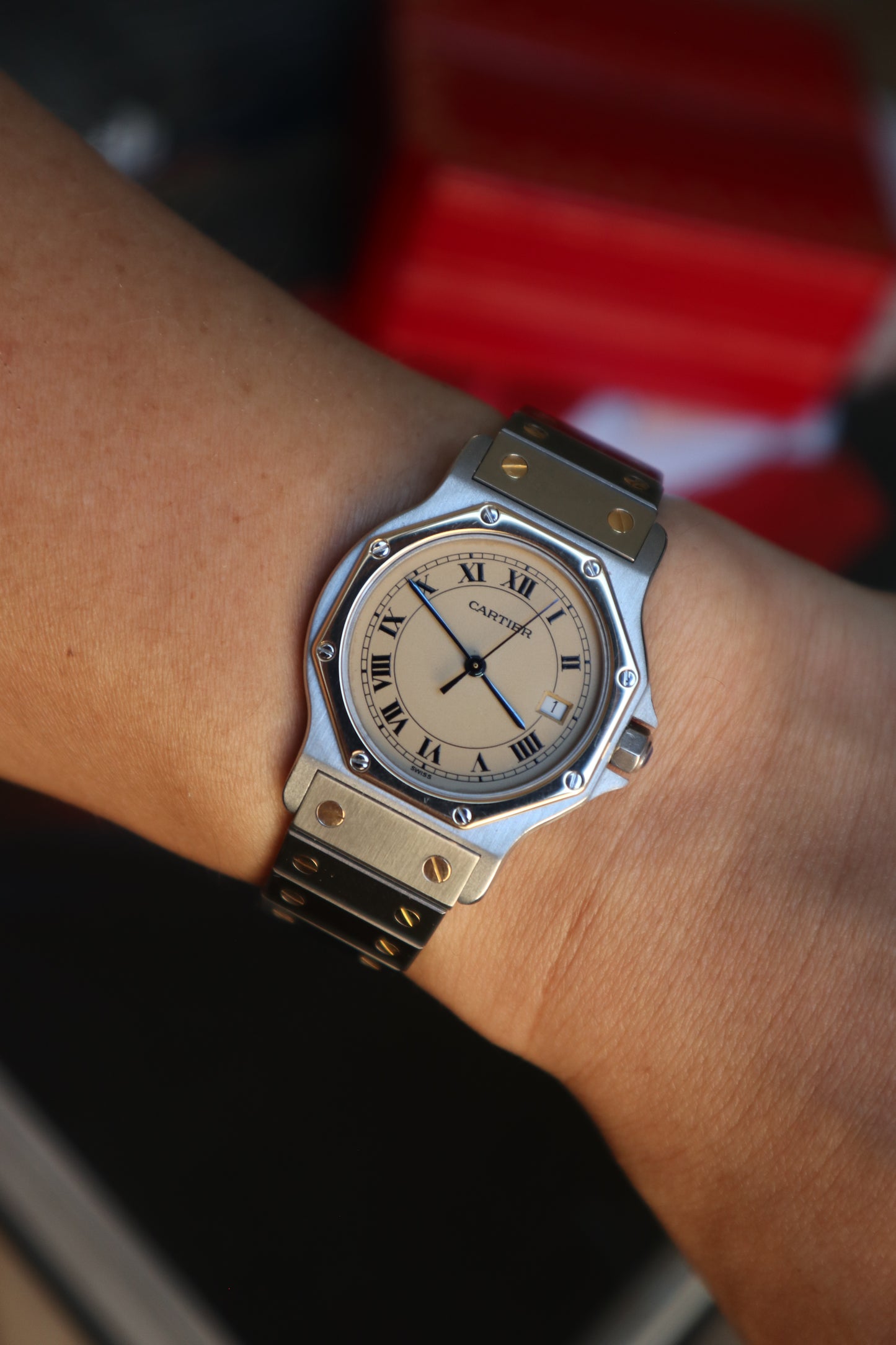 Cartier Santos Octagon LM Two-Tone Quartz 187902 (1989–1990)