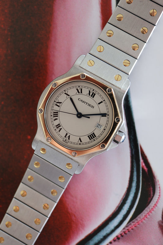 Cartier Santos Octagon LM Two-Tone Quartz 187902 (1991–1992) – Full Set