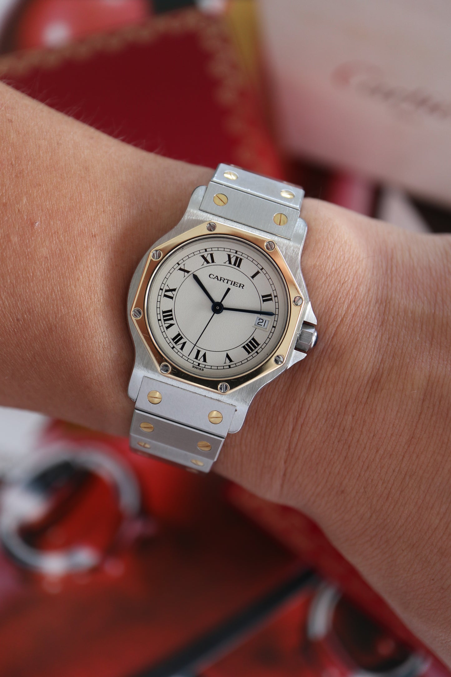 Cartier Santos Octagon LM Two-Tone Quartz 187902 (1991–1992) – Full Set