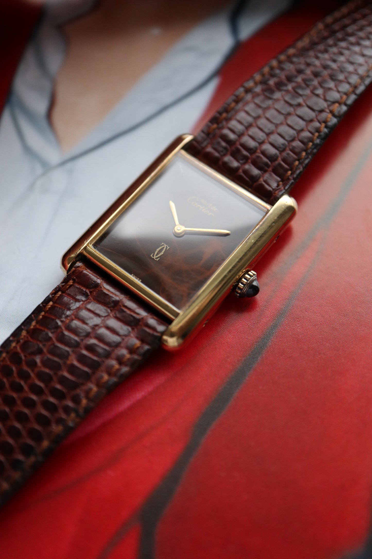 Cartier Tank Vermeil LM Tortoiseshell Dial Manual Wind Ref. 6 (1991–1992)
