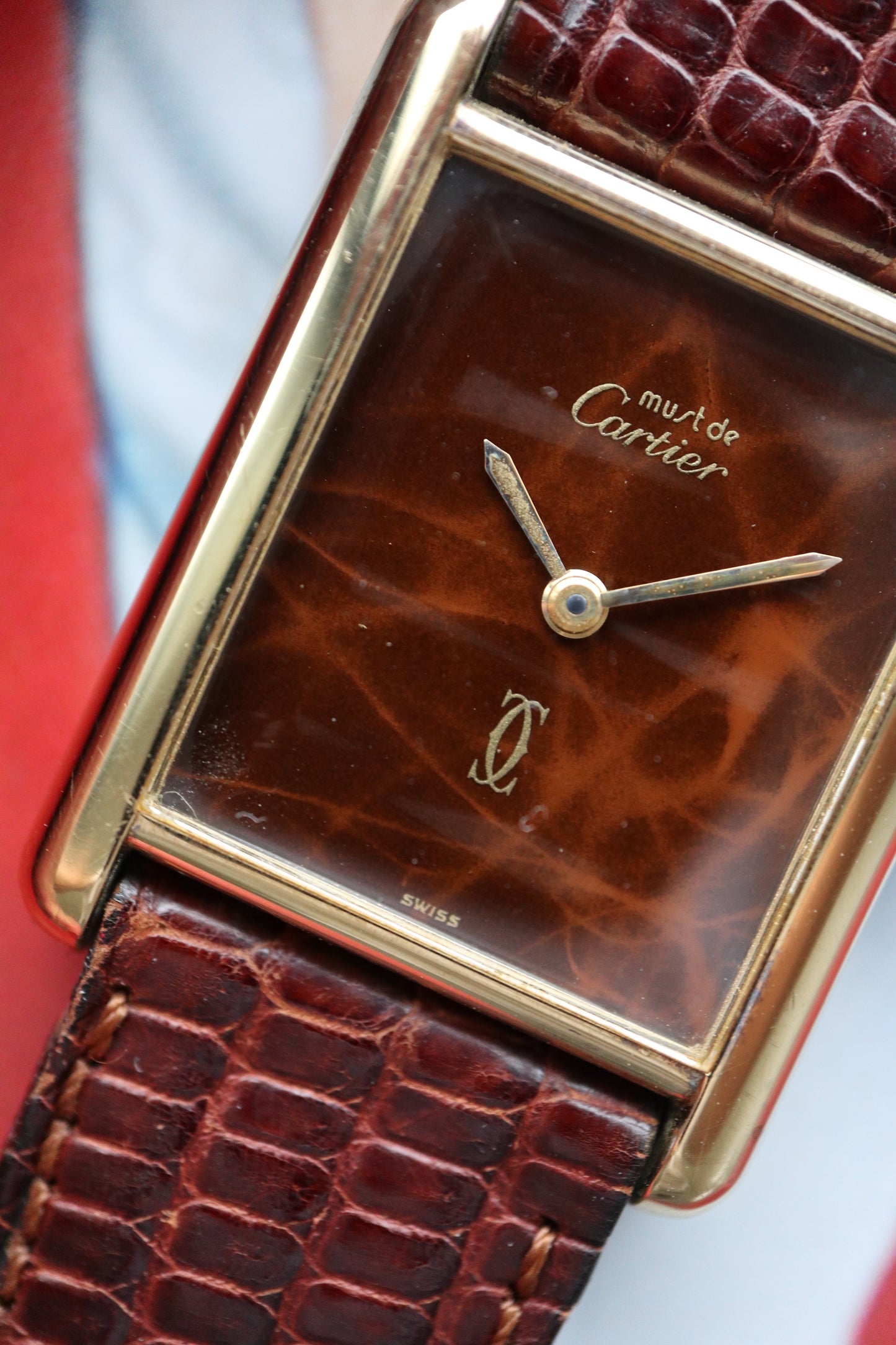 Cartier Tank Vermeil LM Tortoiseshell Dial Manual Wind Ref. 6 (1991–1992)