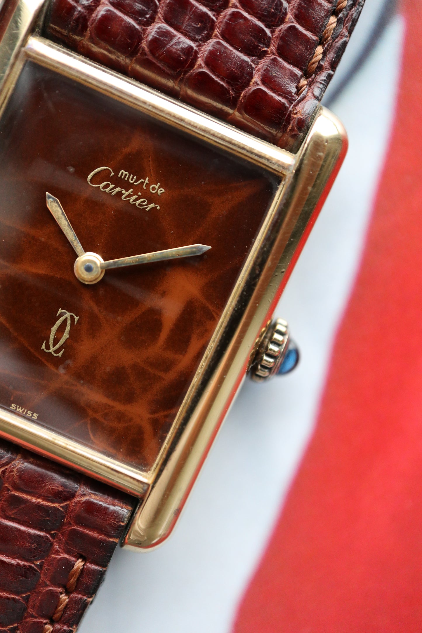 Cartier Tank Vermeil LM Tortoiseshell Dial Manual Wind Ref. 6 (1991–1992)