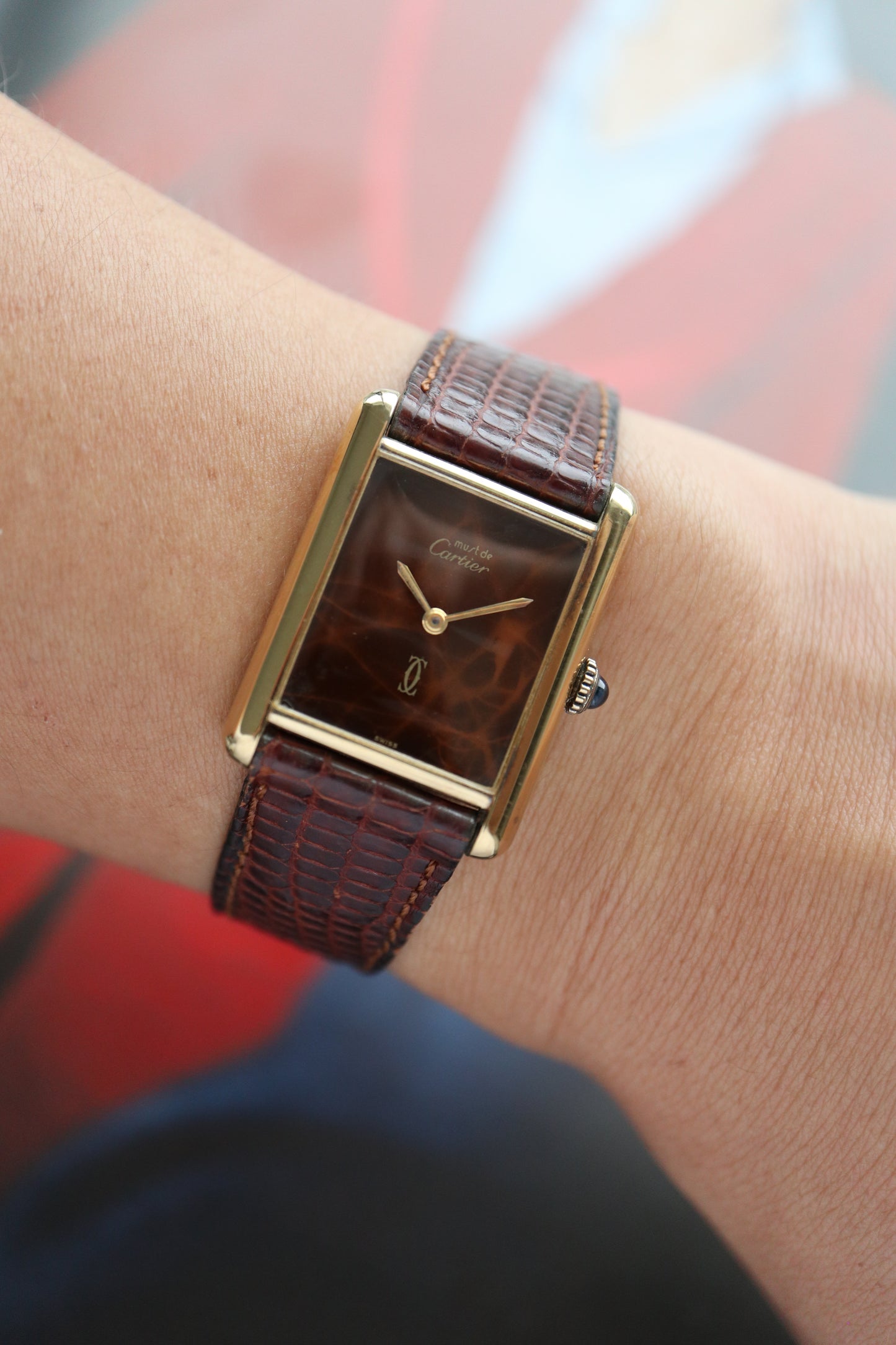 Cartier Tank Vermeil LM Tortoiseshell Dial Manual Wind Ref. 6 (1991–1992)