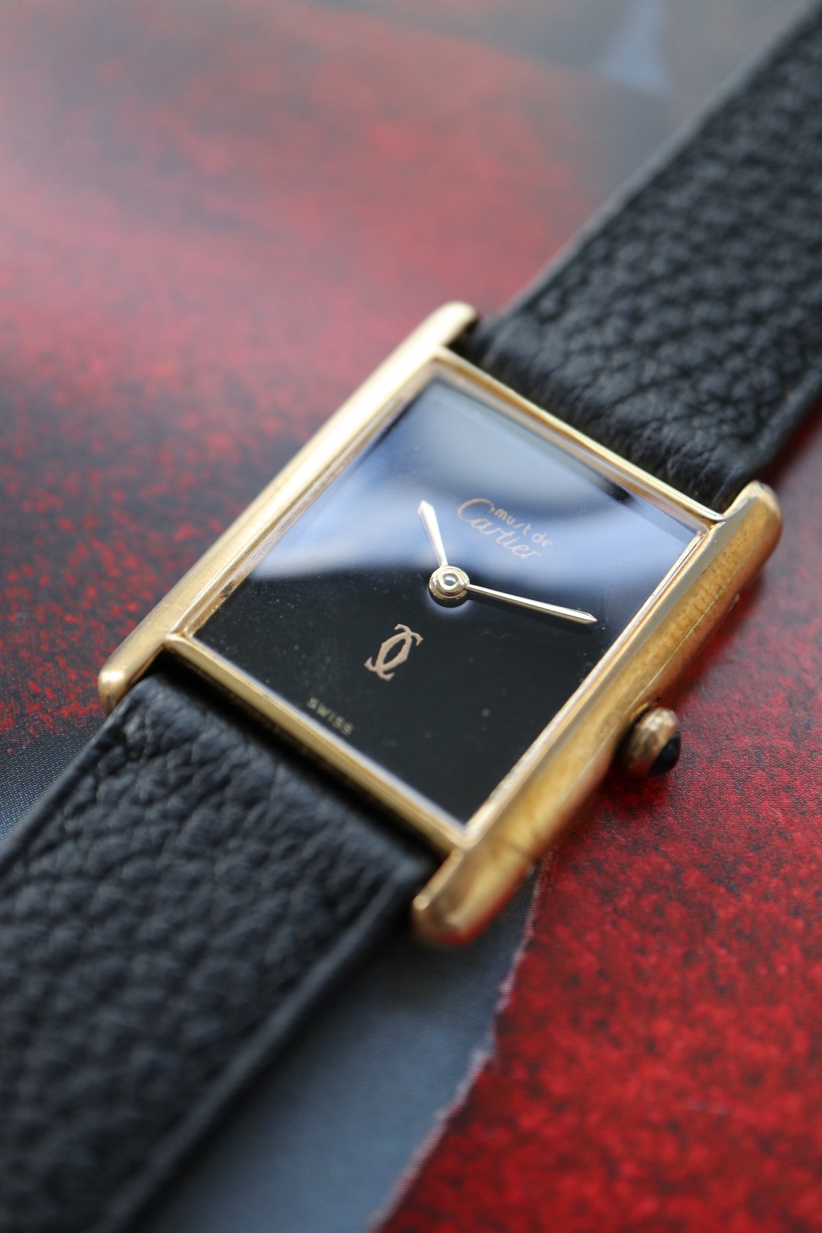 Cartier Tank Vermeil LM Black Dial Manual Wind Ref. 7 (1984–1985)