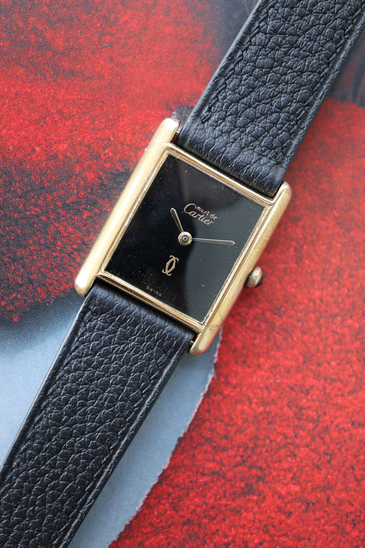 Cartier Tank Vermeil LM Black Dial Manual Wind Ref. 7 (1984–1985)