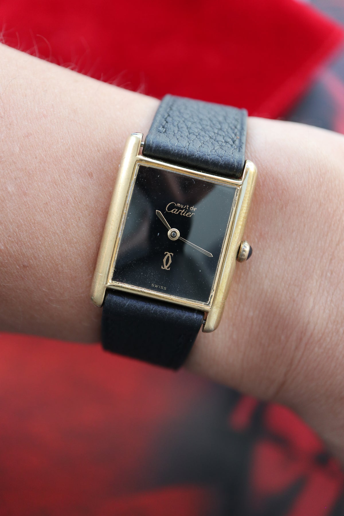 Cartier Tank Vermeil LM Black Dial Manual Wind Ref. 7 (1984–1985)